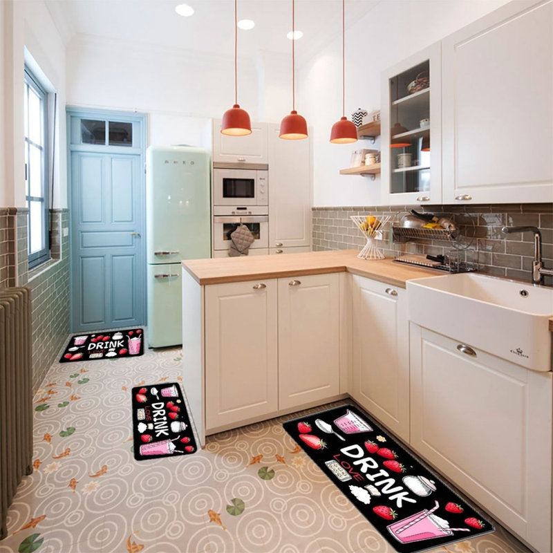 Ensemble de 3 tapis de cuisine Strawberry Drink