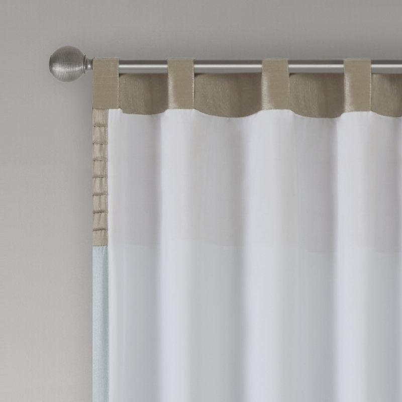 Blue Faux Silk Pintuck Light-Filtering Curtain Panel