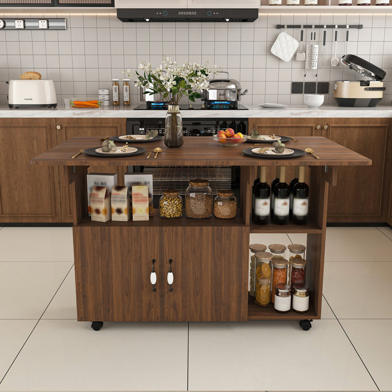 47-Inch Multi-Functional Folding Table with Storage and Wheels