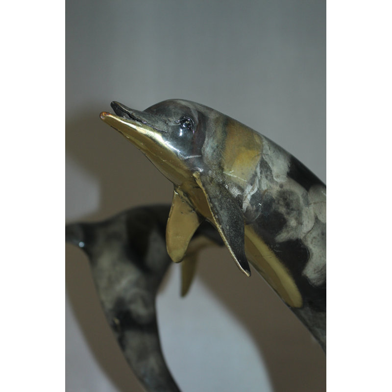 Bly Three Dolphins Table Base Bronze Statue -  Size: 20"L x 20"W x 21"H.