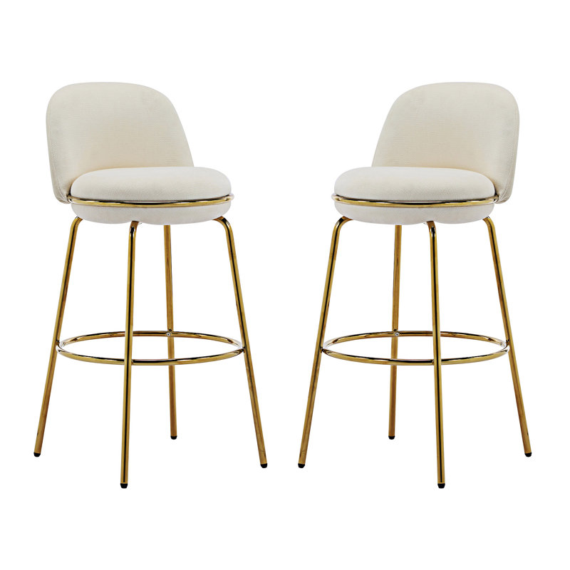 Ensemble de 2 tabourets de bar rembourrés, Beige