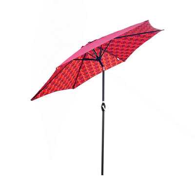 9 ft Patio Umbrella (Ice Pattern + Orange)