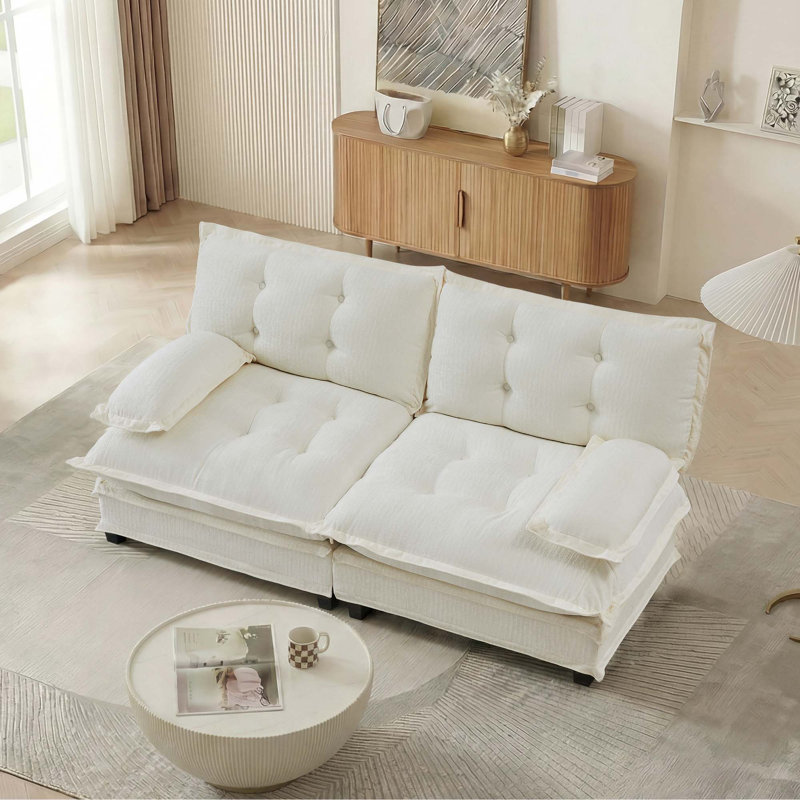 Canapé modulaire en tissu chenille respirant, facile à assembler pour le confort du salon, Beige