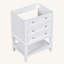 Meuble-lavabo 24 po sans lavabo, base seulement, structure en bois massif, armoire de rangement avec tiroir et tablette ouverte, blanc