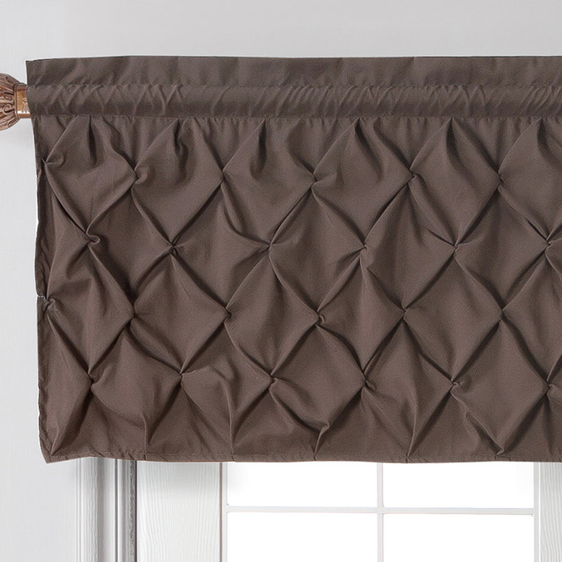 Chocolate Pintuck Textured Rod Pocket Curtain Valance, 60" x 20"