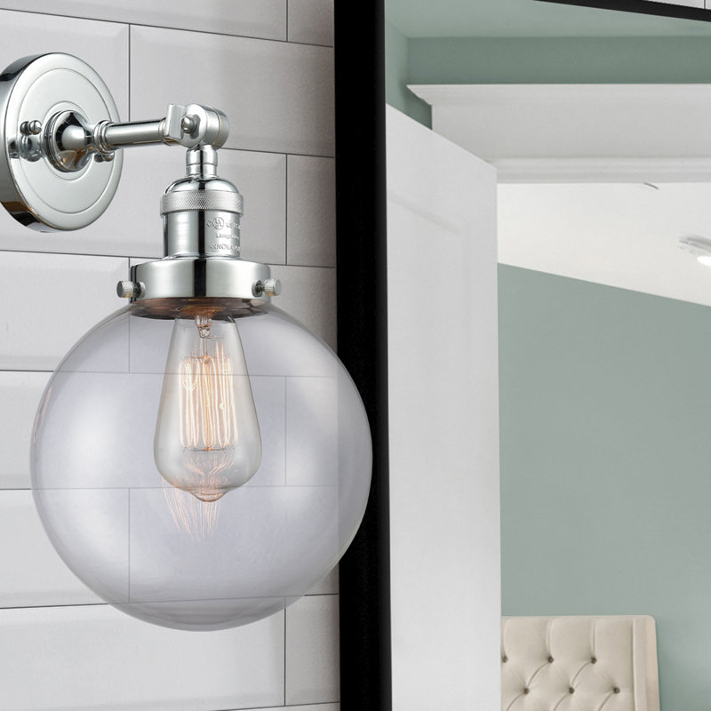 Applique murale pour salle de bain 1 lumière Clementina, Transparent, Chrome poli, Ampoule incandescente rétro de 60 watts