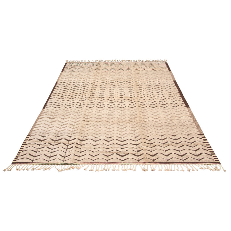 Tapis en laine crème noué à la main 11 pi 10 po x 15 pi 0 po Tanger