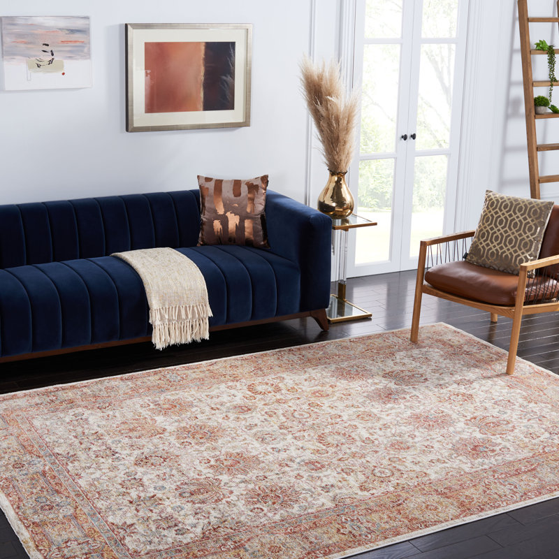 Tapis oriental ivoire / rouille, Rectangle 5 pi x 8 pi
