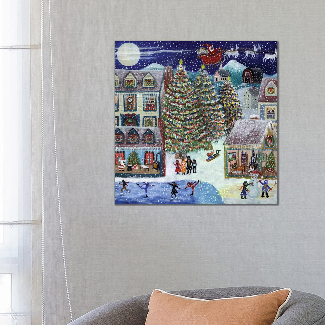Santa Christmas Village by Cheryl Bartley - Print on Canvas