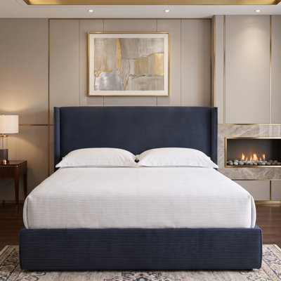 Modern Wingback Upholstered Platform Bed