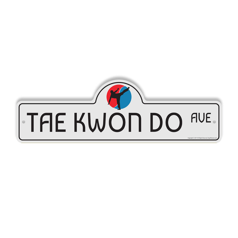 Plaque de rue Tae Kwon Do en plastique robuste 6 po x 18 po