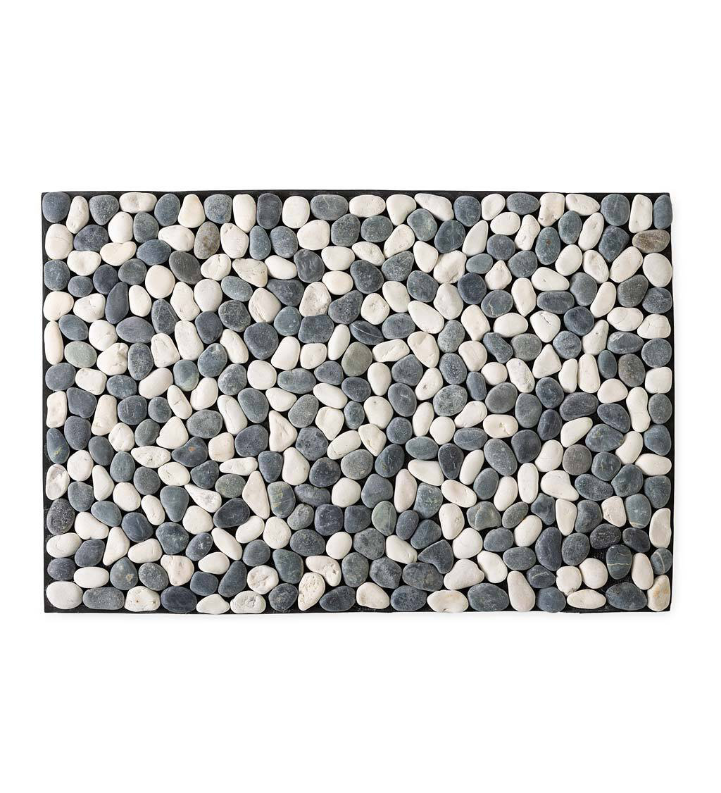 Indoor/ Outdoor River Stone Gray and White Doormat