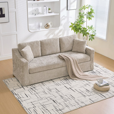 83.86" Wide Modern Casual Sofa, Deep Seat, Three-Seater, With Removable Upholstery Cover, Suitable For Living Room, Bedroom, Apartment