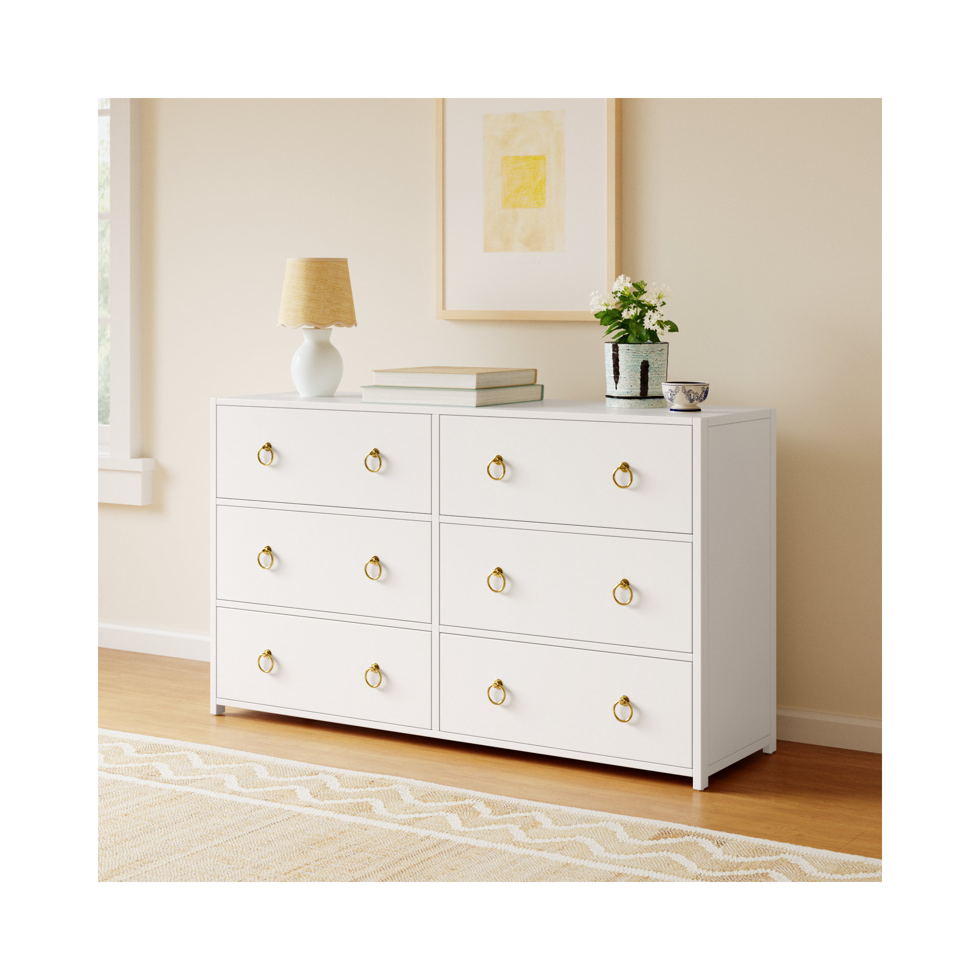 Elin 6 Drawer Dresser, White