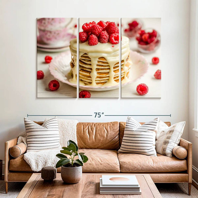 Yarlin Creamy Raspberry Pancakes, 36" H x 57" W
