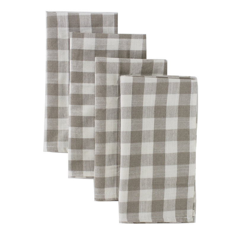 Buffalo Checkered Cloth Napkins, Set Of 4, Khaki