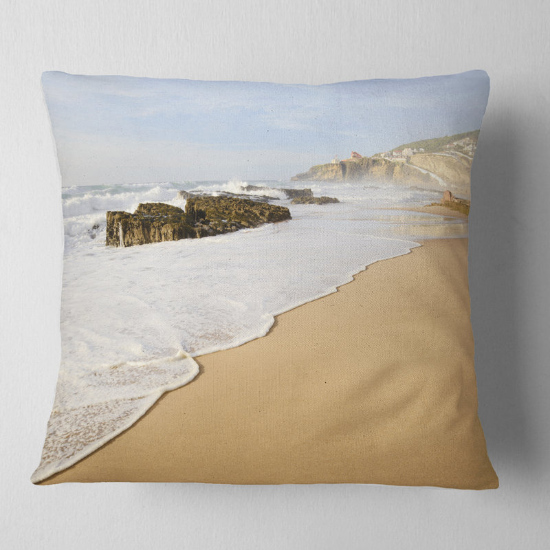 Coussin de seascape magoito beach portugal, 18 po x 18 po, Coussin décoratif