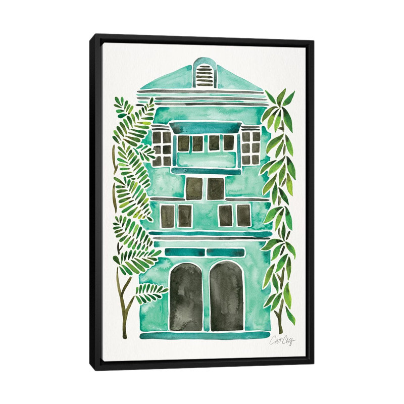 Strickler Mint House, H 26 po x l 18 po x P 1,5 po, Toile avec cadre noir, Pas de tapis