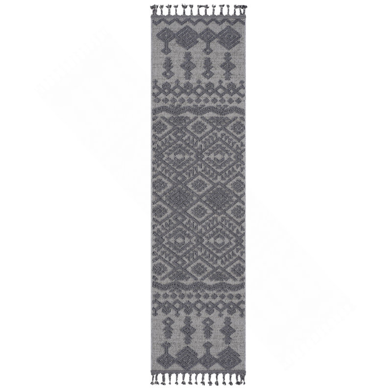 Tapis d'intérieur / extérieur blanc / gris Collection, Tapis de couloir 2 pi 2 po x 8 pi