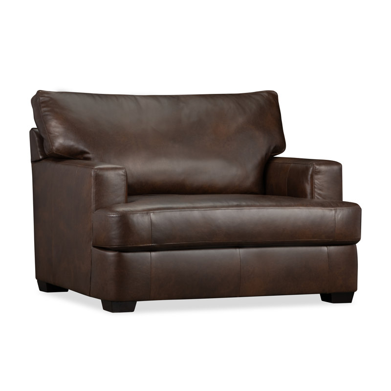 Chaise et demi en cuir Emilio, Cuir véritable galet Matador