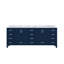 Meuble-lavabo double bleu marine l 84 po x P 22 po avec plateau en marbre de Carrare