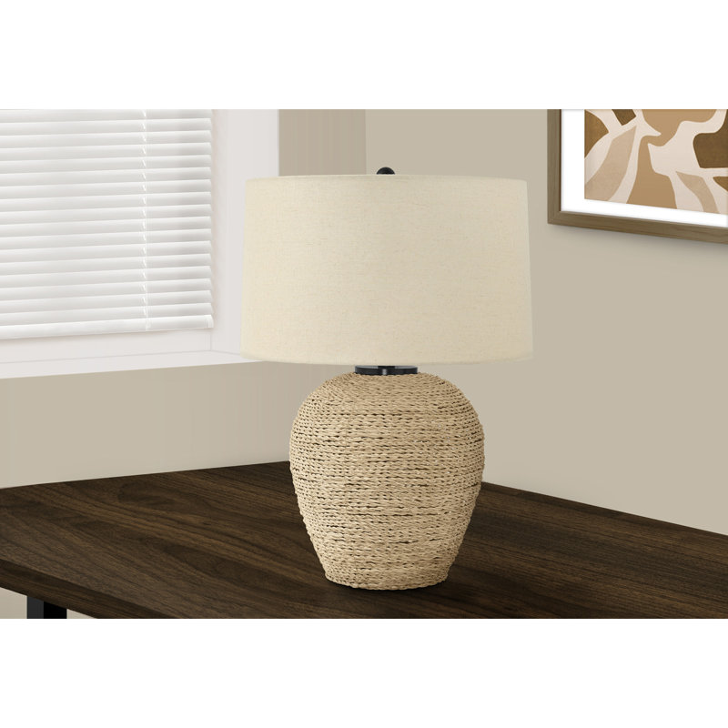 Lighting, 25"h, Table Lamp, Rattan, Beige Shade, Transitional