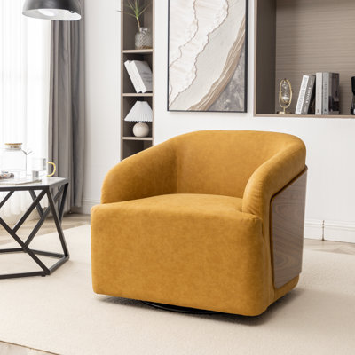Fauteuil demi-tonneau pivotant en similicuir Broderic