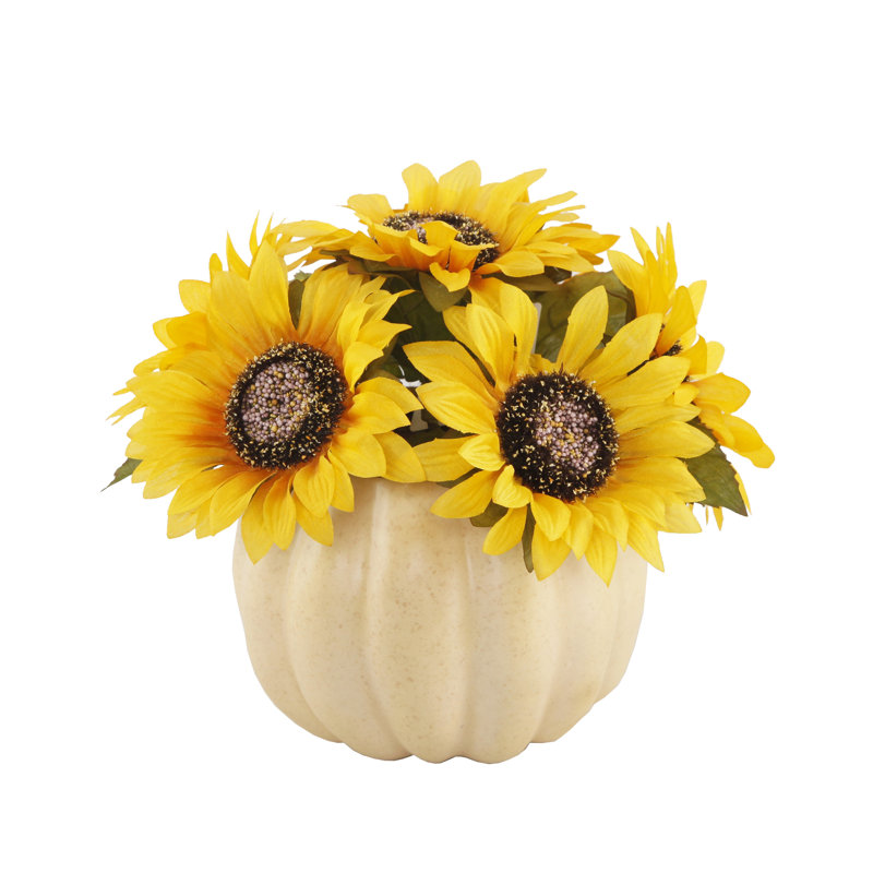 Foam Sunflower Arrangement in Pot, Yellow