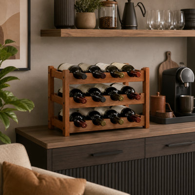 Support à vin à 3 niveaux pour 12 bouteilles, porte-bouteilles à poser sur pied avec rainures