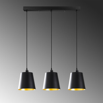 Lustre industriel scandinave, structure en métal noir, hauteur réglable 46,1 po x 8,3 po | 3 x douilles E27 de 40 W maximum | Conception élégante pour la maison, la salle à manger ou le bureau, classé IP20, parfait pour l'esthétique moderne