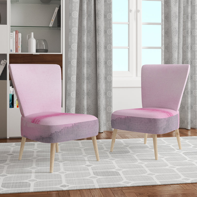 Upholstered Floral Side Chair - Modern floral Accent Chair, Abstract Pink Polyester Blend 8