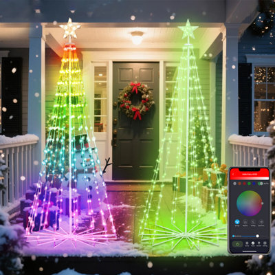 6ft Led Christmas Tree With Star Topper – 260 Lights, Remote Control, Electronic Christmas Tree Led Lights, Customizable Color Modes, Indoor/outdoor Holiday Decor