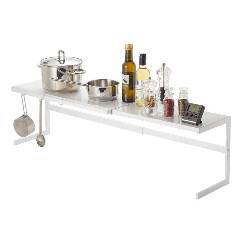 Support de rangement extensible Yamazaki Home - Organisateur de tablettes de cuisine, acier, extensible, Blanc