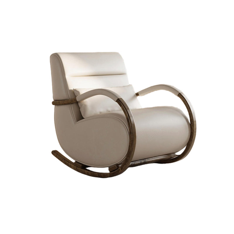 Chaise berçante avec cadre en bois massif Chaise berçante en bois massif, Beige