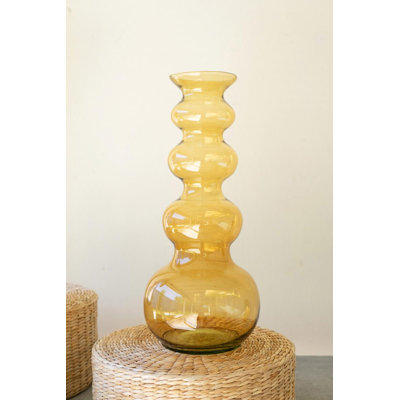 LARGE GLASS BUBBLE VASE - AMBER