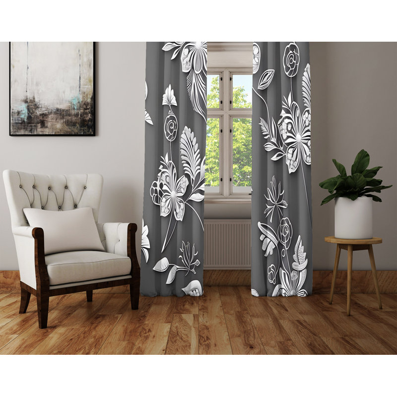 Paire de rideaux semi-transparents en polyester Daryn, L 56 po x L 78 po