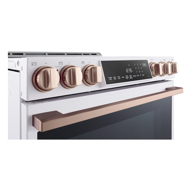 30" 6.3 cu. ft. Smart Slide-in Electric Range with Convection Oven, Essence White