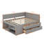 Lit de jour double avec 4 tiroirs et tablettes, cadre de lit plateforme en bois avec tête de lit en L et support à lattes, lit d'angle-2097288761