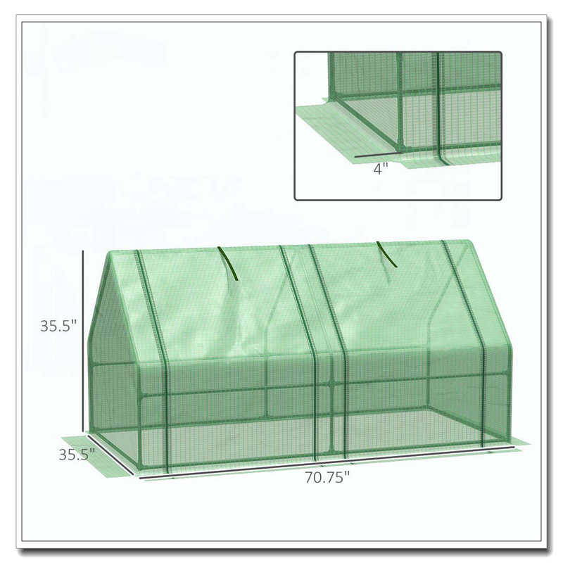 Outsunny 6' x 3' x 3' Portable Mini Greenhouse Outdoor Garden with Large Zipper Doors and Water/UV PE Cover, Green, Green