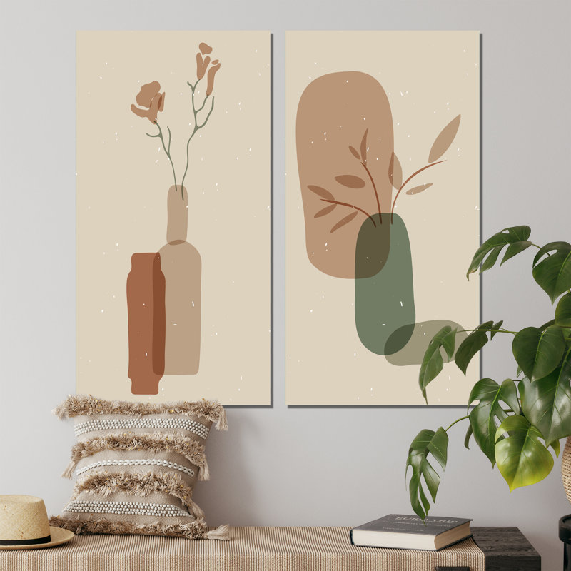 «Japanese Vintage Creative Leaves IV», ensemble de 2 reproductions, Toile tendue, H 20 po x l 24 po x P 1 po