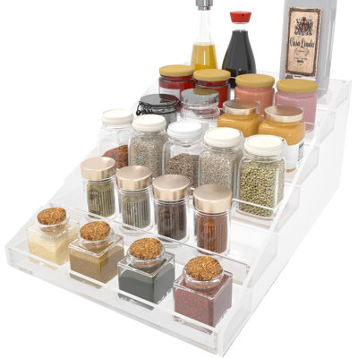 Acrylic Spice Rack Organizer For Kitchen Cabinet - 6 Tier Countertop Pantry Shelf With Non-Slip Design, Transparent Spice Storage For Bottles And More
