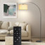 Lampe sur pied arquée 78,7 po Asem avec télécommande, ampoule DEL incluse et grand abat-jour Asem-845758601-819567389