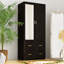 Armoire 2 portes avec 2 tiroirs et miroir à vêtements-263582876
