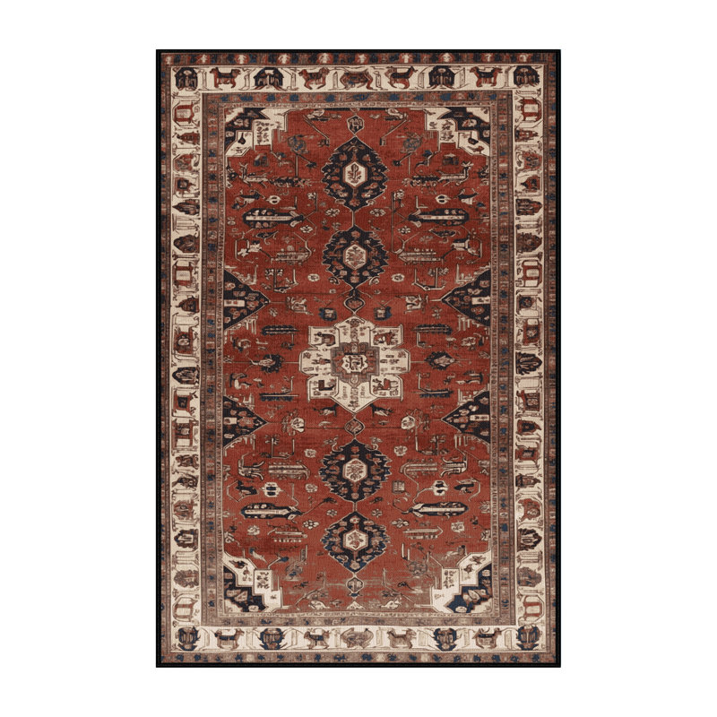 Machine Washable Persian Brown Area Rug, Rectangle 2' x 3'