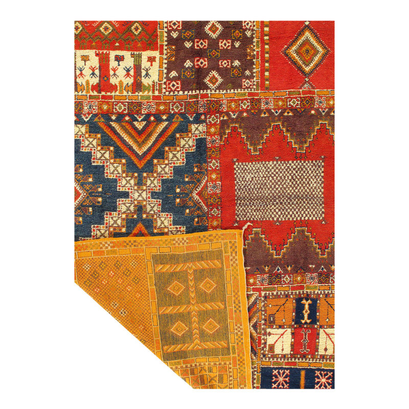 Tapis unique de couleur or / bleu marine Uhrichsville 6 pi 11 po x 10 pi 4 po Uhrichsville