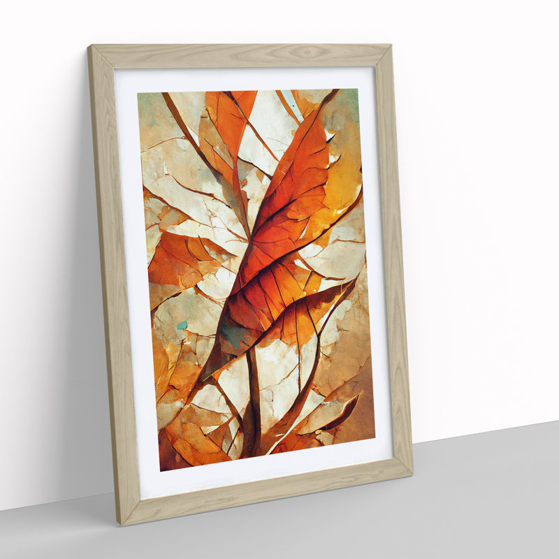 Abstract Autumn Leaf No.3 - Single Picture Frame Print, 34cm H x 25cm W x 2cm D, Oak