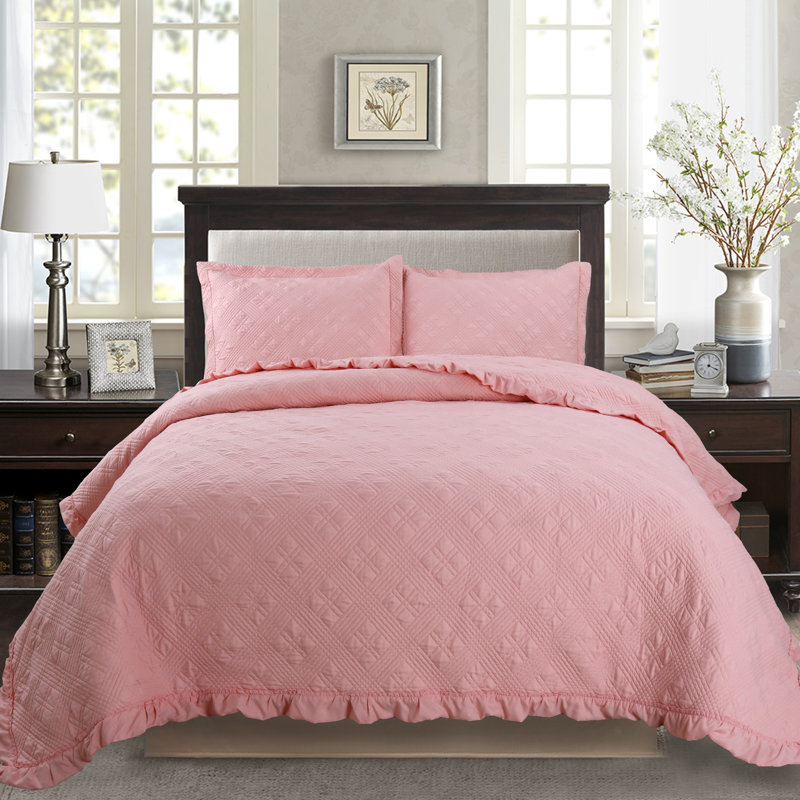 Modern & Contemporary Polyester Quilt, King Quilt + 2 King Shams, Navy