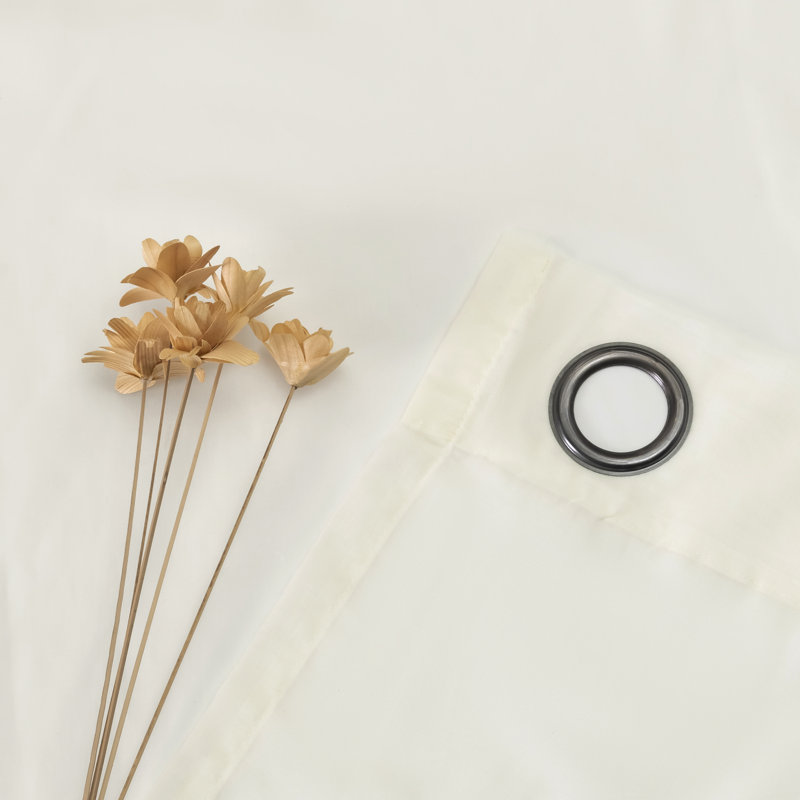 Cotton Blend Semi Sheer Curtain Pair, Natural