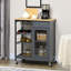 Îlot de cuisine roulant avec rangement, chariot de cuisine avec support à vin pour 4 bouteilles, chariot de bar avec porte-verres à pied, tablettes, tiroir et armoire, gris