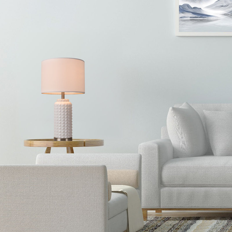 SIMPOL HOME 25 in. Ceramic Table Lamp with Natural White Linen Shade